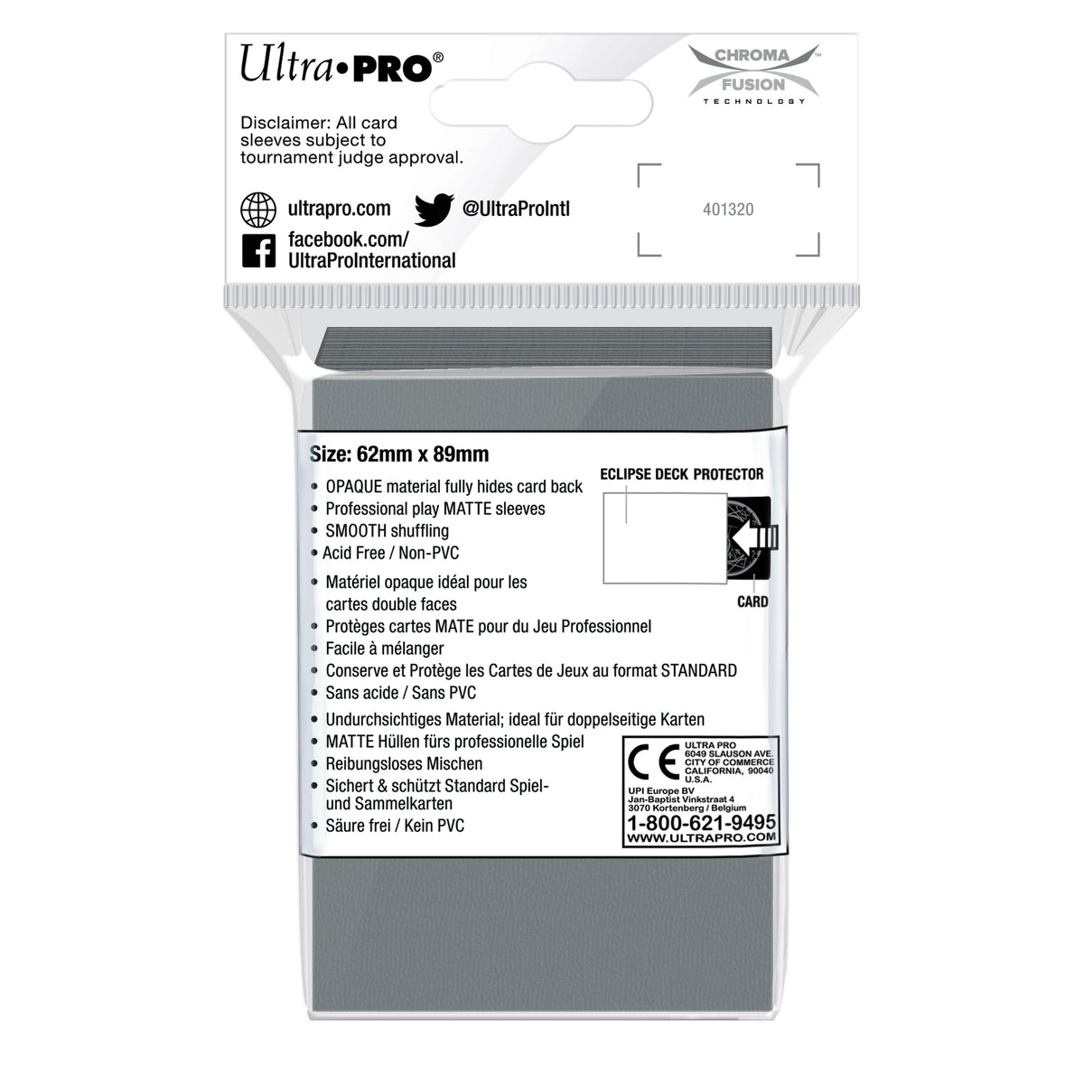 Ultra PRO: Small 60ct Sleeves - Eclipse Matte (Smoke Grey)