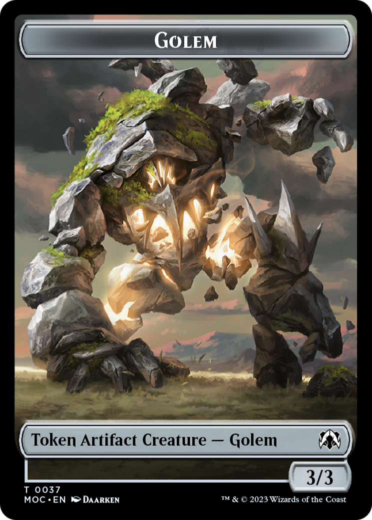 Golem // Clue Double-Sided Token [March of the Machine Commander Tokens] | Red Riot Games CA