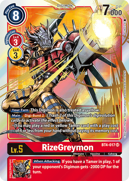RizeGreymon [BT4-017] (Alternate Art) [Great Legend] | Red Riot Games CA
