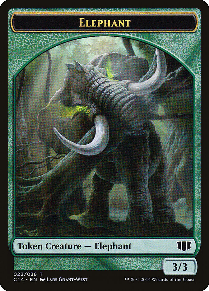 Elephant // Elf Warrior Double-Sided Token [Commander 2014 Tokens] | Red Riot Games CA