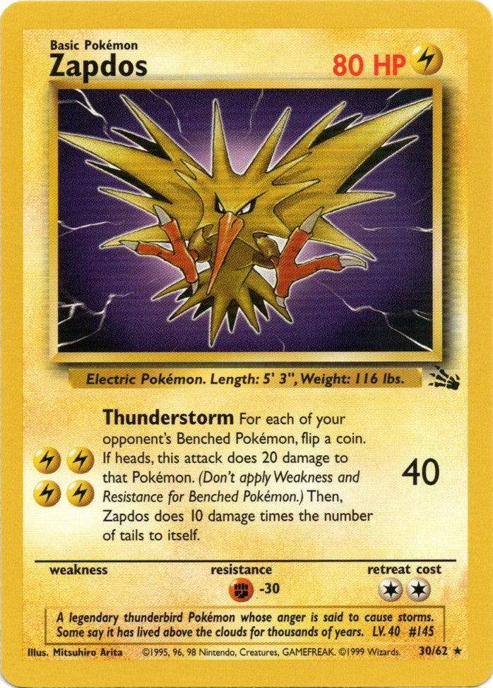 Zapdos (30/62) [Fossil Unlimited] | Red Riot Games CA