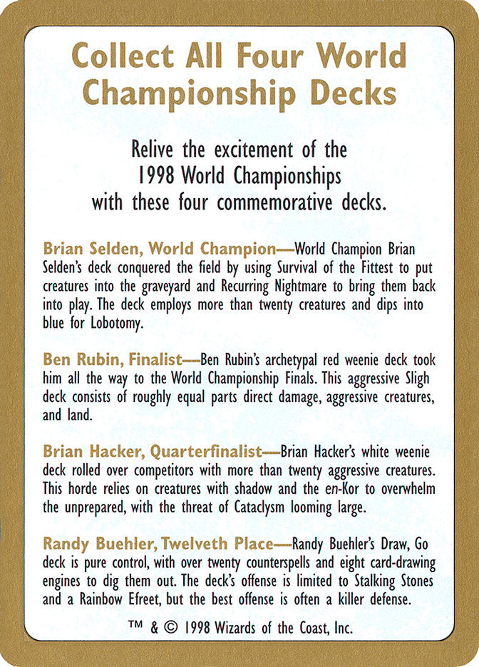 1998 World Championships Ad [World Championship Decks 1998] | Red Riot Games CA