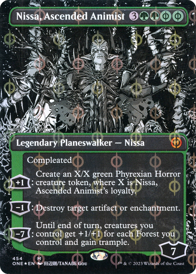 Nissa, Ascended Animist (Borderless Manga Step-and-Compleat Foil) [Phyrexia: All Will Be One] | Red Riot Games CA