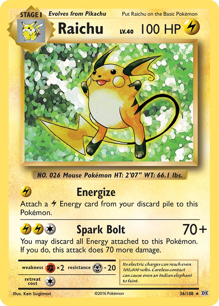 Raichu (36/108) (Theme Deck Exclusive) [XY: Evolutions] | Red Riot Games CA