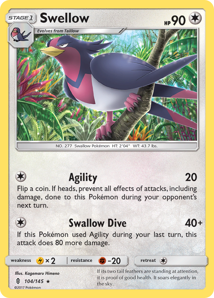 Swellow (104/145) [Sun & Moon: Guardians Rising] | Red Riot Games CA