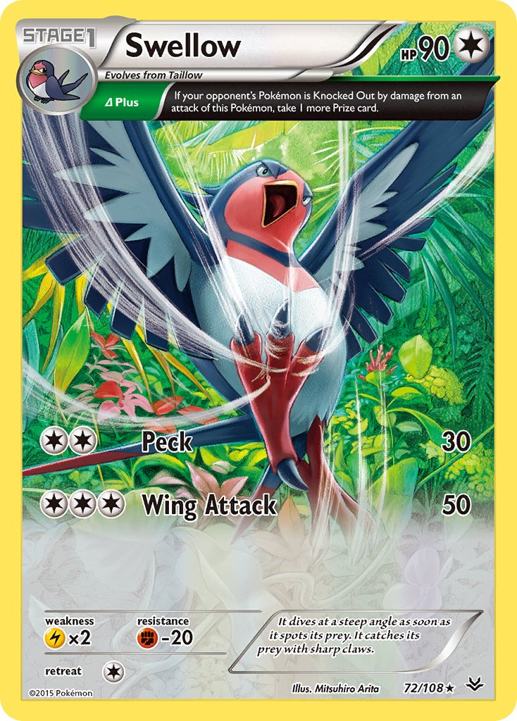 Swellow (72/108) (Theme Deck Exclusive) [XY: Roaring Skies] | Red Riot Games CA