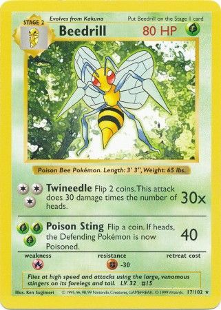 Beedrill (17/102) [Base Set Shadowless Unlimited] | Red Riot Games CA