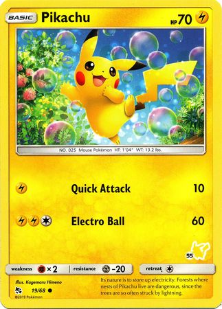 Pikachu (19/68) (Pikachu Stamp #55) [Battle Academy 2020] | Red Riot Games CA