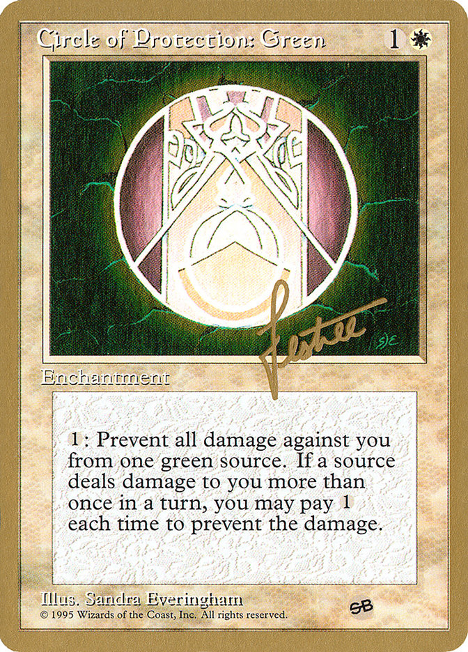 Circle of Protection: Green (Bertrand Lestree) (SB) (4ED) [Pro Tour Collector Set] | Red Riot Games CA