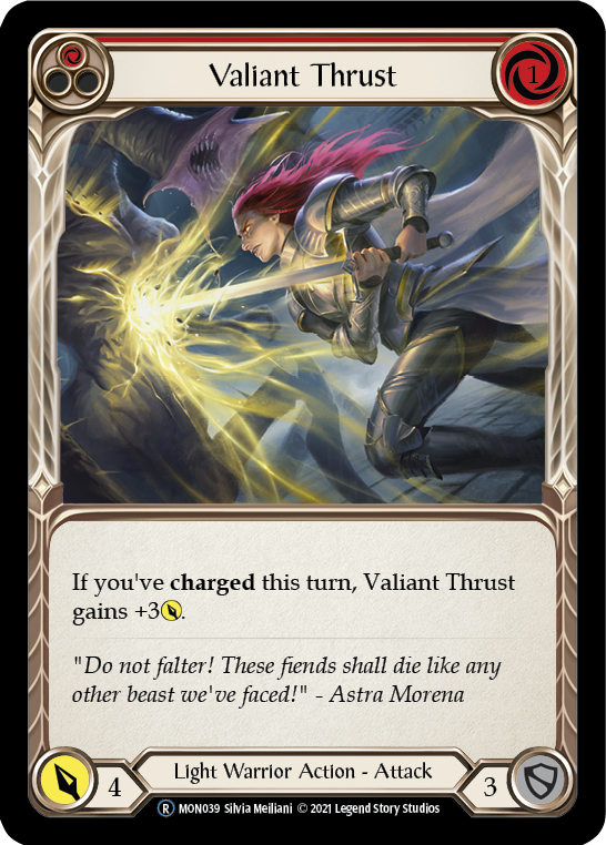 Valiant Thrust (Red) [U-MON039-RF] (Monarch Unlimited)  Unlimited Rainbow Foil | Red Riot Games CA