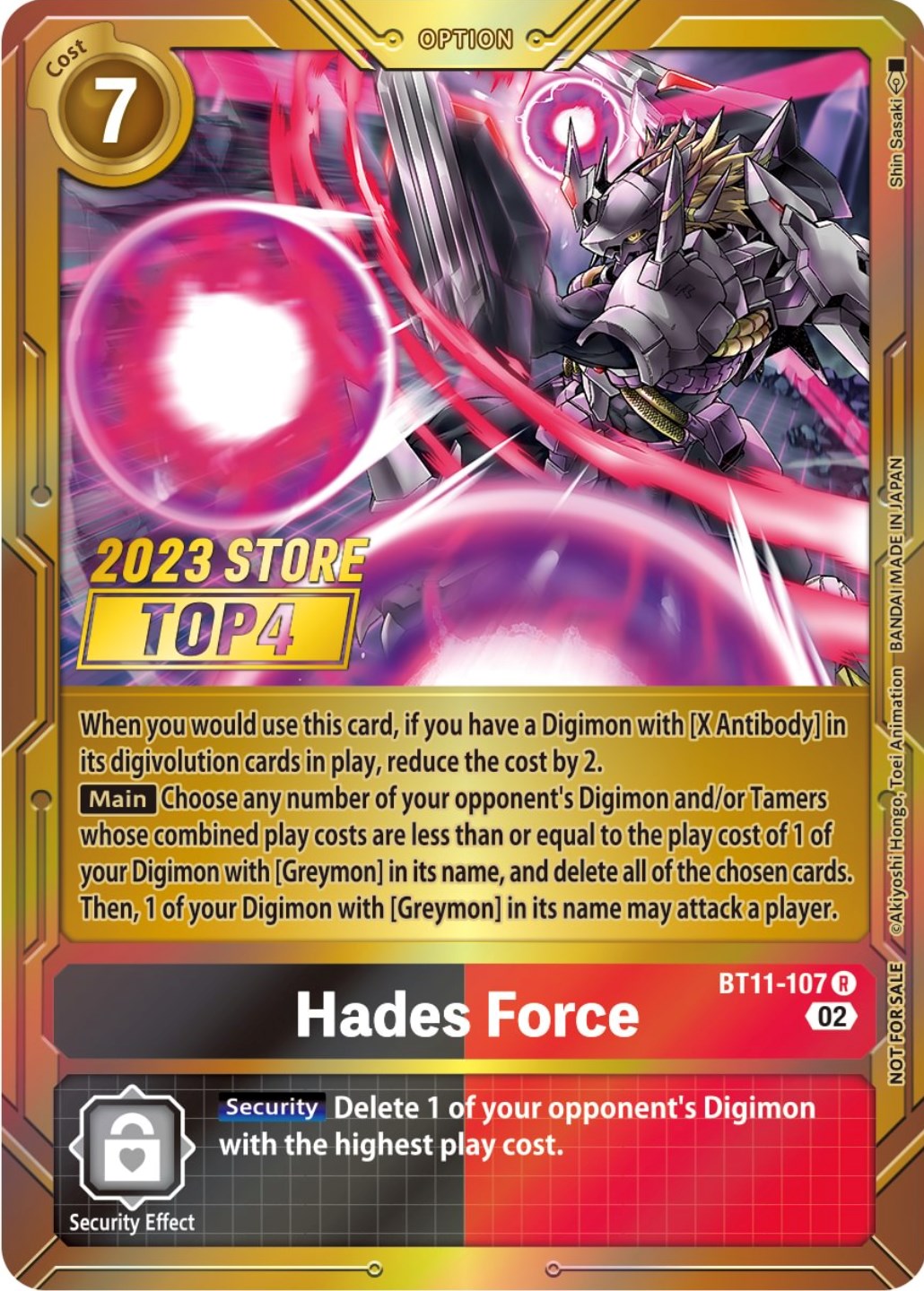 Hades Force [BT11-107] (2023 Store Top 4) [Dimensional Phase Promos] | Red Riot Games CA