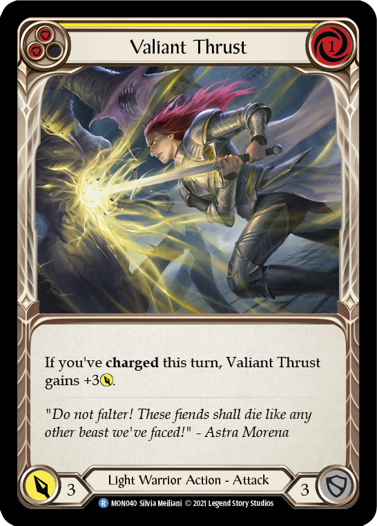 Valiant Thrust (Yellow) [MON040] (Monarch)  1st Edition Normal | Red Riot Games CA