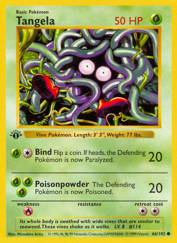 Tangela (66/102) (Shadowless) [Base Set 1st Edition] | Red Riot Games CA