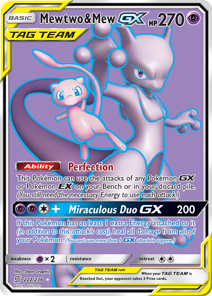 Mewtwo & Mew GX (222/236) [Sun & Moon: Unified Minds] | Red Riot Games CA