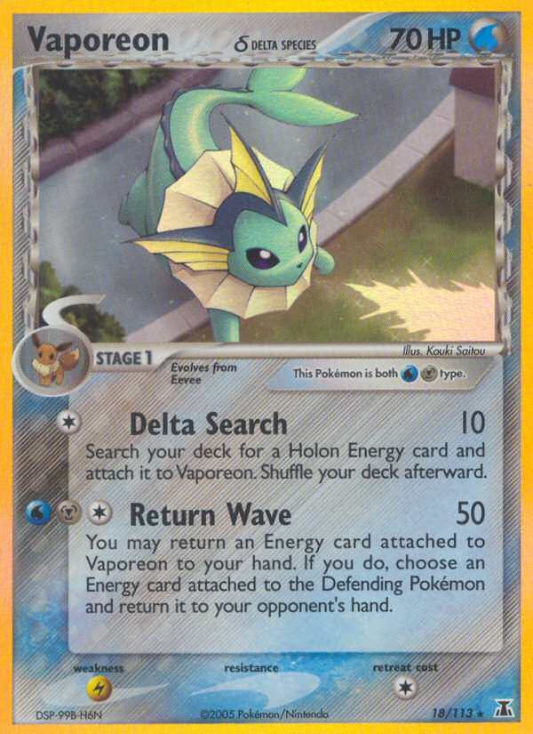 Vaporeon (18/113) (Delta Species) [EX: Delta Species] | Red Riot Games CA