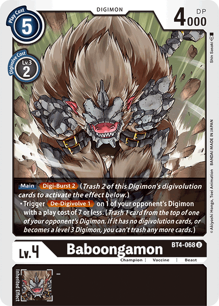Baboongamon [BT4-068] [Great Legend] | Red Riot Games CA