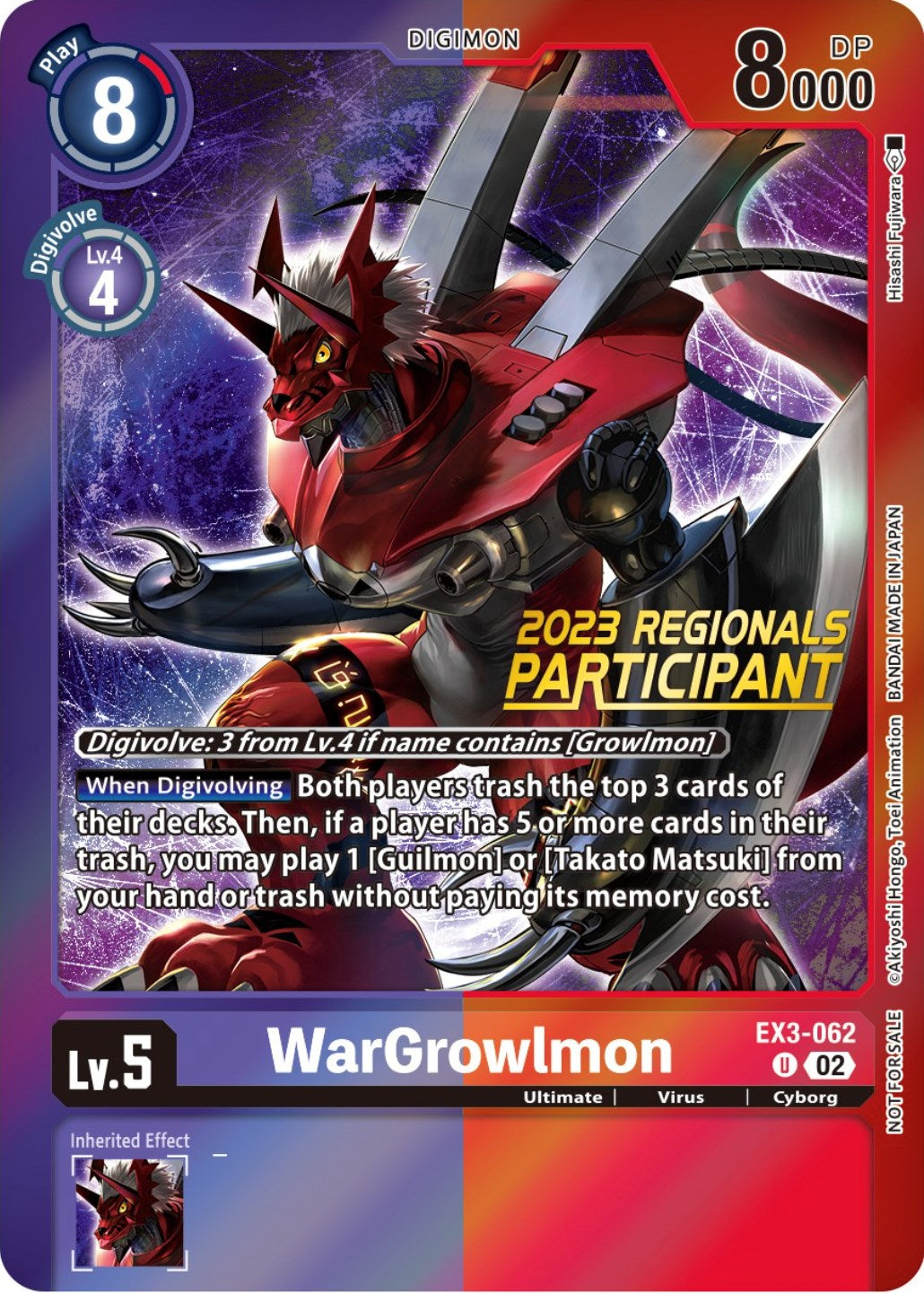 WarGrowlmon [EX3-062] (2023 Regionals Participant) [Draconic Roar Promos] | Red Riot Games CA