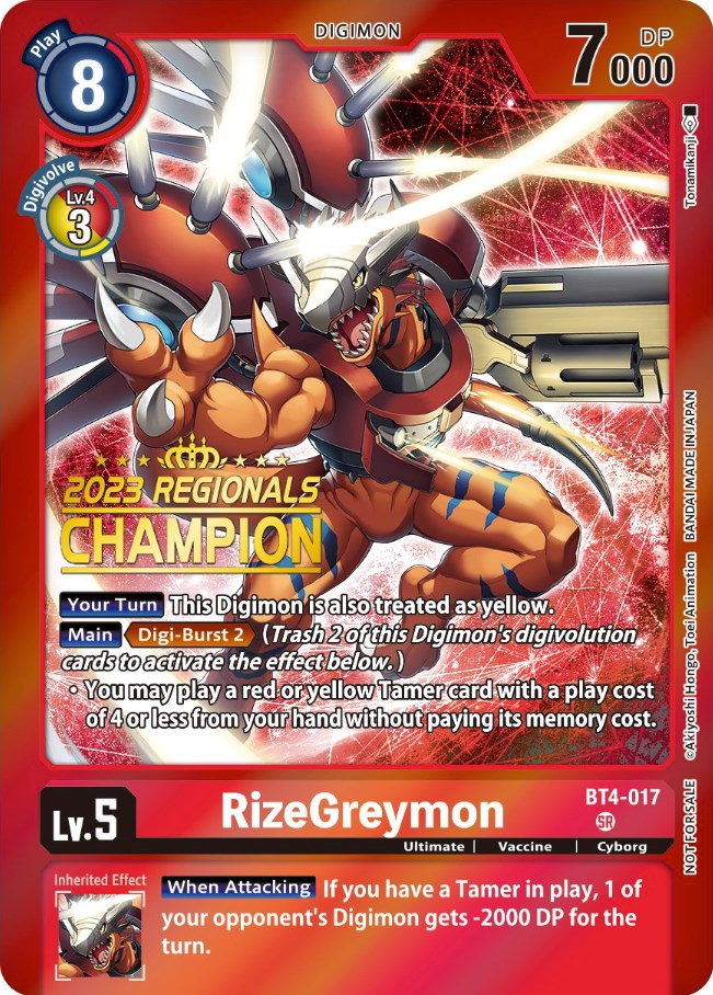 RizeGreymon [BT4-017] (2023 Regionals Champion) [Great Legend Promos] | Red Riot Games CA