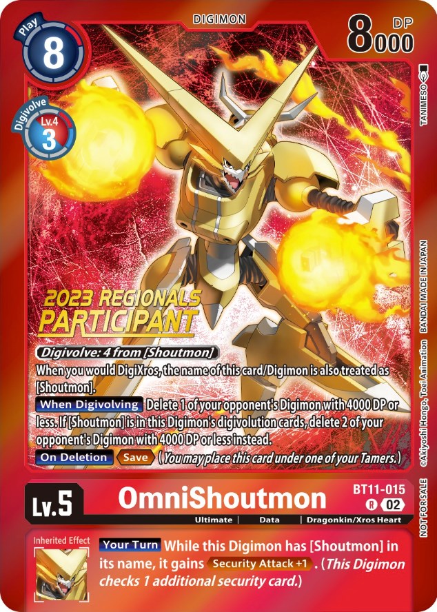 OmniShoutmon [BT11-015] (2023 Regionals Participant) [Dimensional Phase Promos] | Red Riot Games CA