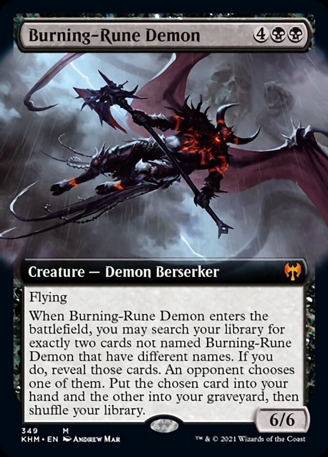 Burning-Rune Demon (Extended Art) [Kaldheim] | Red Riot Games CA