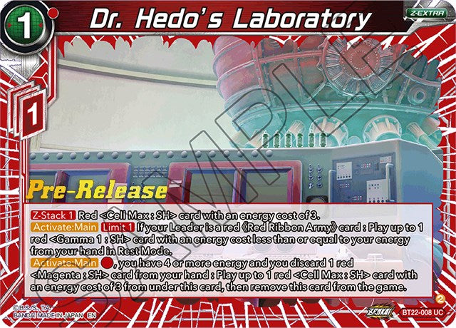 Dr. Hedo's Laboratory (BT22-008) [Critical Blow Prerelease Promos] | Red Riot Games CA