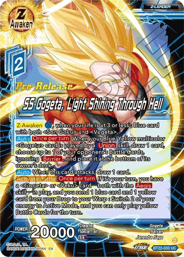 SS Gogeta, Light Shining Through Hell (BT22-033) [Critical Blow Prerelease Promos] | Red Riot Games CA