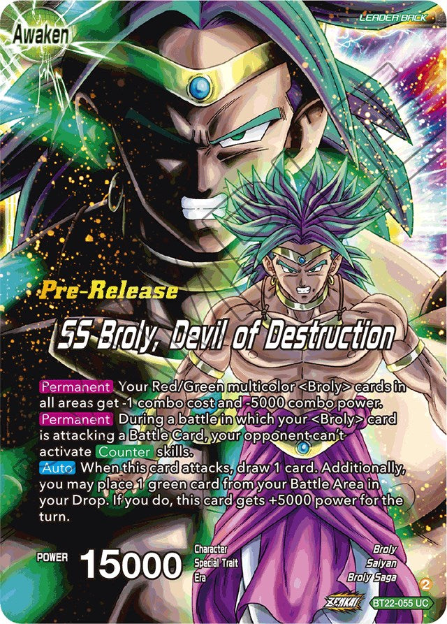 Broly & Paragus // SS Broly, Devil of Destruction (BT22-055) [Critical Blow Prerelease Promos] | Red Riot Games CA