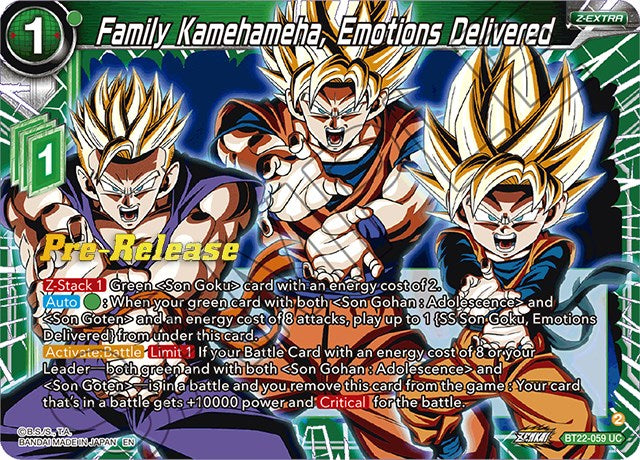 Family Kamehameha, Emotions Delivered (BT22-059) [Critical Blow Prerelease Promos] | Red Riot Games CA