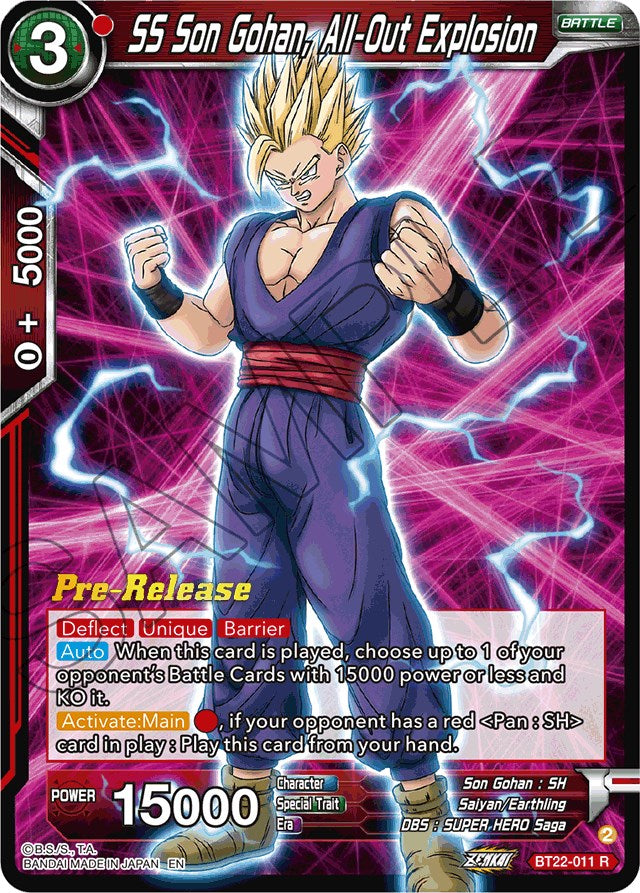 SS Son Gohan, All-Out Explosion (BT22-011) [Critical Blow Prerelease Promos] | Red Riot Games CA