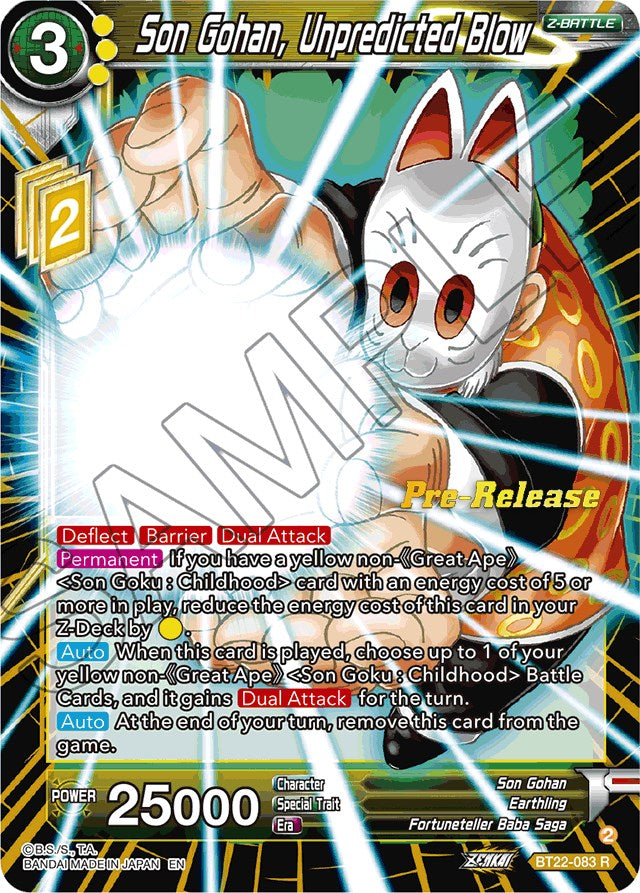 Son Gohan, Unpredicted Blow (BT22-083) [Critical Blow Prerelease Promos] | Red Riot Games CA