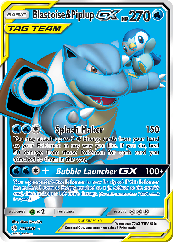 Blastoise & Piplup GX (214/236) [Sun & Moon: Cosmic Eclipse] | Red Riot Games CA