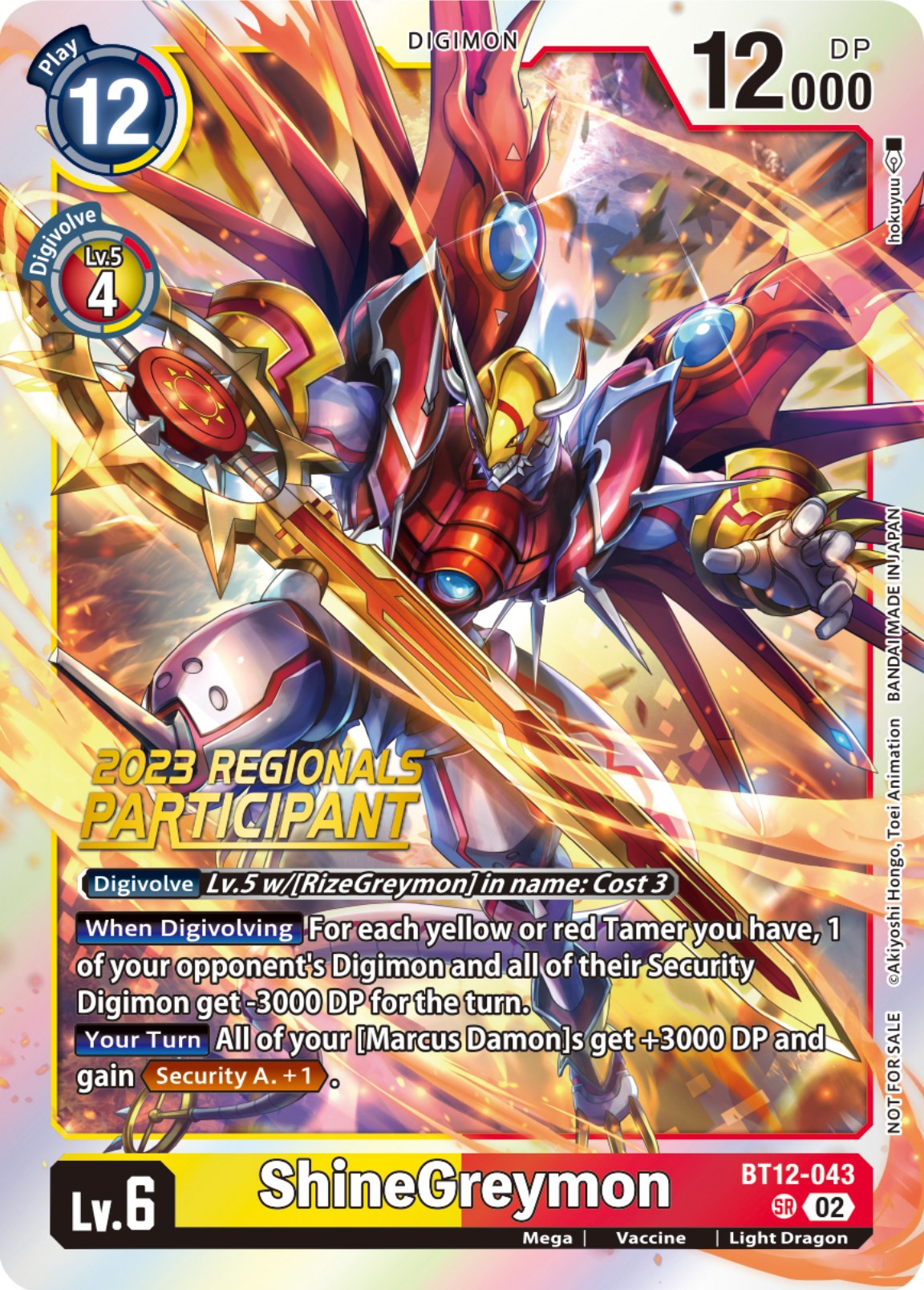 ShineGreymon [BT12-043] (2023 Regionals Participant) [Across Time] | Red Riot Games CA