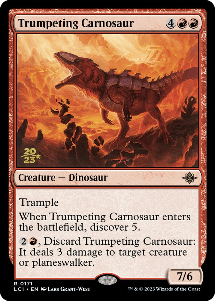 Trumpeting Carnosaur [The Lost Caverns of Ixalan Prerelease Cards] | Red Riot Games CA