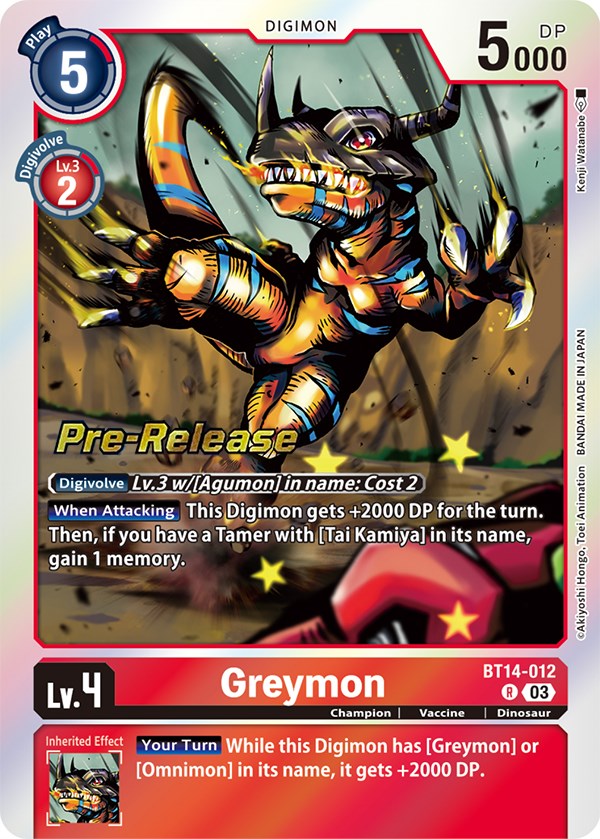 Greymon [BT14-012] [Blast Ace Pre-Release Cards] | Red Riot Games CA