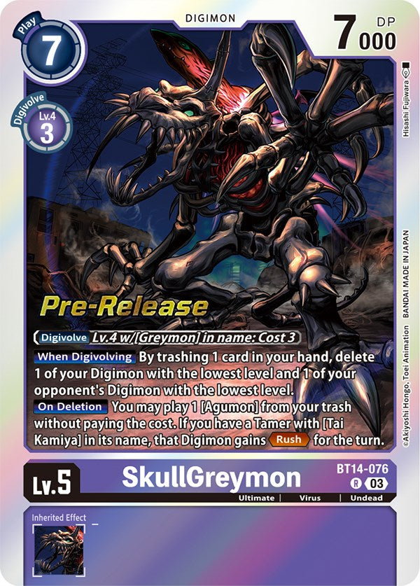 SkullGreymon [BT14-076] [Blast Ace Pre-Release Cards] | Red Riot Games CA