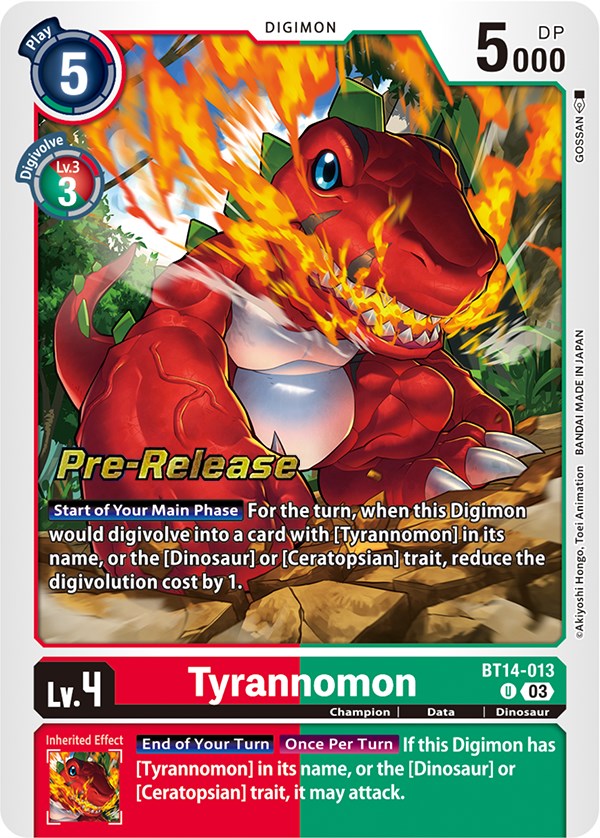 Tyrannomon [BT14-013] [Blast Ace Pre-Release Cards] | Red Riot Games CA