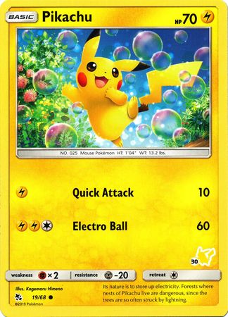 Pikachu (19/68) (Pikachu Stamp #30) [Battle Academy 2020] | Red Riot Games CA