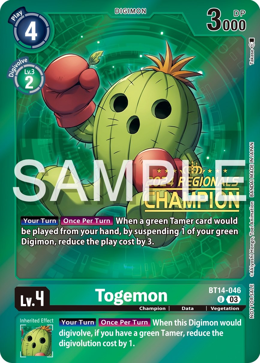 Togemon [BT14-046] (2024 Regionals Champion) [Blast Ace Promos] | Red Riot Games CA