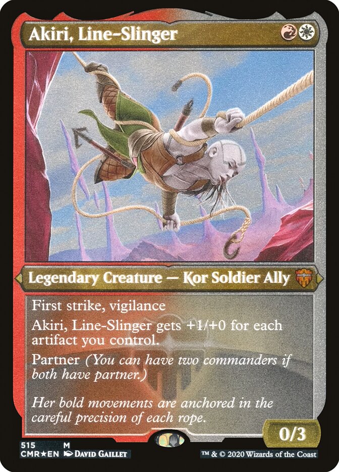 Akiri, Line-Slinger (Etched) [Commander Legends] | Red Riot Games CA