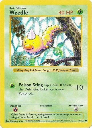 Weedle (69/102) [Base Set Shadowless Unlimited] | Red Riot Games CA