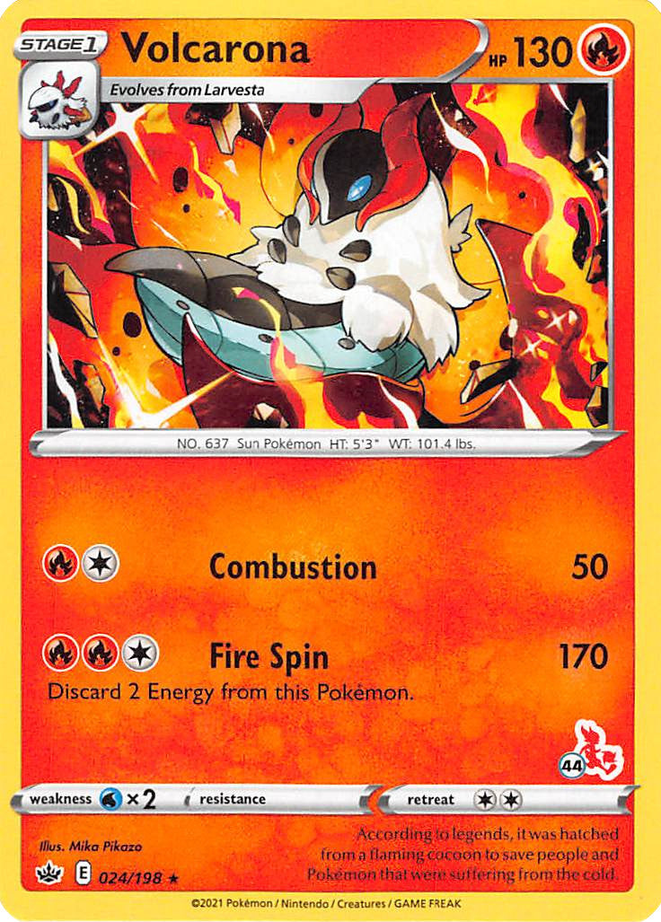 Volcarona (24/198) (Cinderace Stamp #44) [Battle Academy 2022] | Red Riot Games CA