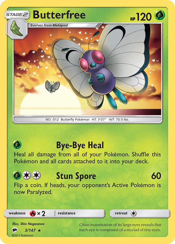 Butterfree (3/147) [Sun & Moon: Burning Shadows] | Red Riot Games CA