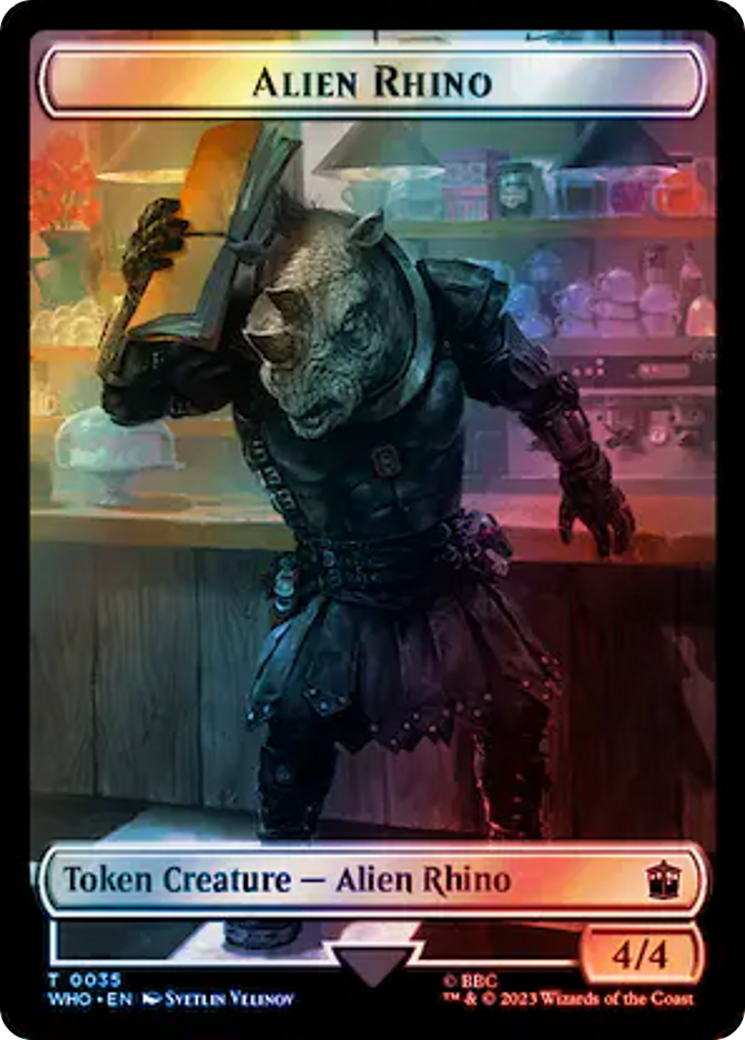 Alien Rhino // Cyberman Double-Sided Token (Surge Foil) [Doctor Who Tokens] | Red Riot Games CA