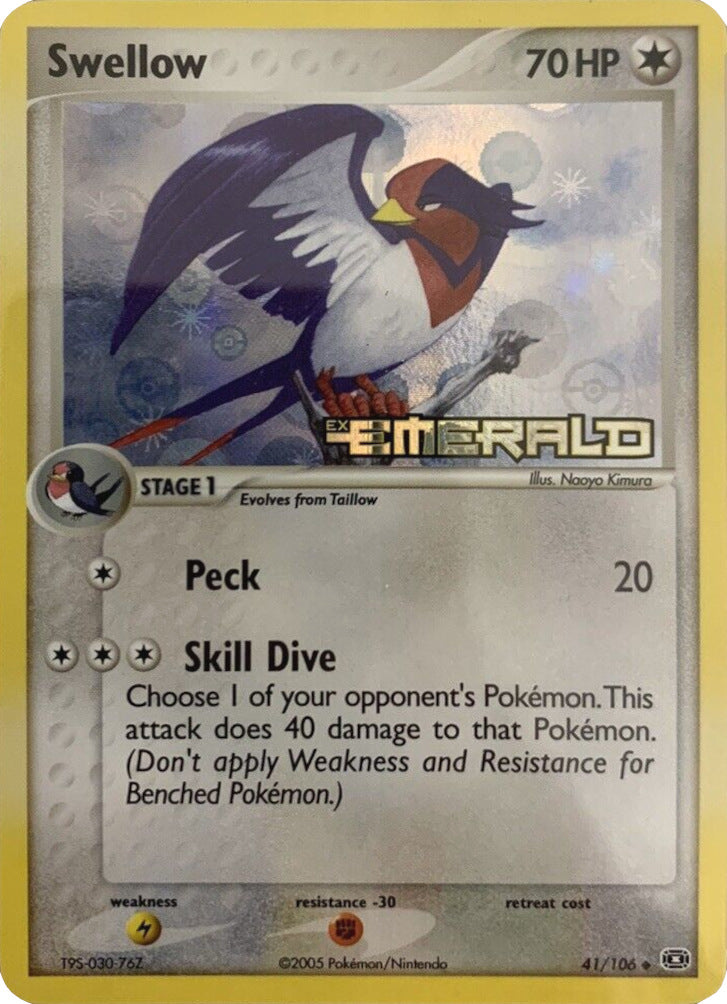 Swellow (41/106) (Stamped) [EX: Emerald] | Red Riot Games CA