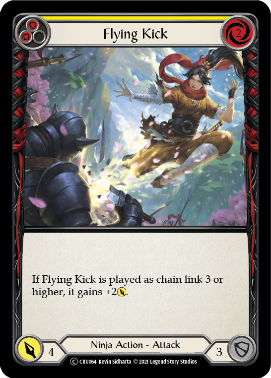 Flying Kick (Yellow) [U-CRU064] (Crucible of War Unlimited)  Unlimited Rainbow Foil | Red Riot Games CA