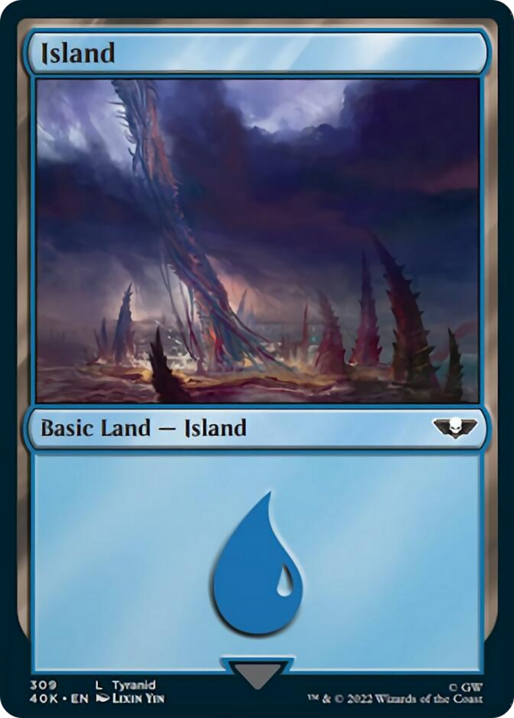Island (309) (Surge Foil) [Warhammer 40,000] | Red Riot Games CA