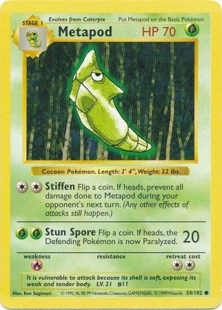 Metapod (54/102) [Base Set Shadowless Unlimited] | Red Riot Games CA