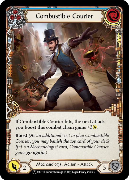 Combustible Courier (Blue) [U-CRU111] (Crucible of War Unlimited)  Unlimited Rainbow Foil | Red Riot Games CA