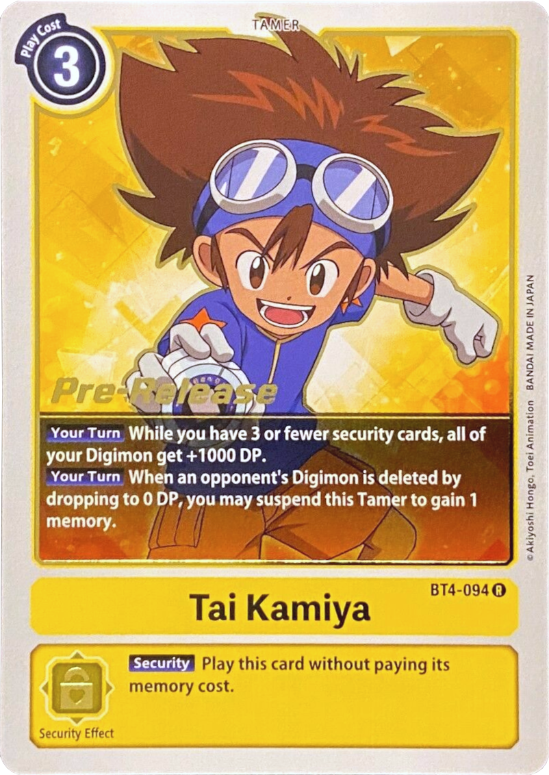 Tai Kamiya [BT4-094] [Great Legend Pre-Release Promos] | Red Riot Games CA