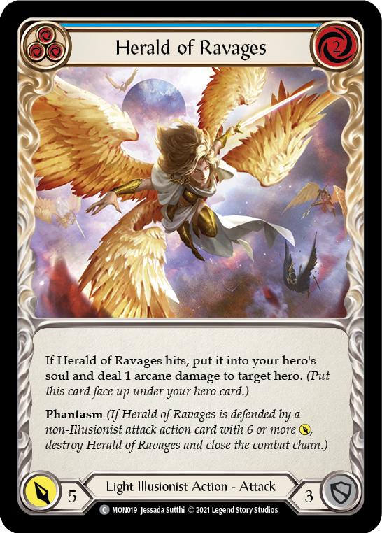 Herald of Ravages (Blue) [MON019-RF] (Monarch)  1st Edition Rainbow Foil | Red Riot Games CA